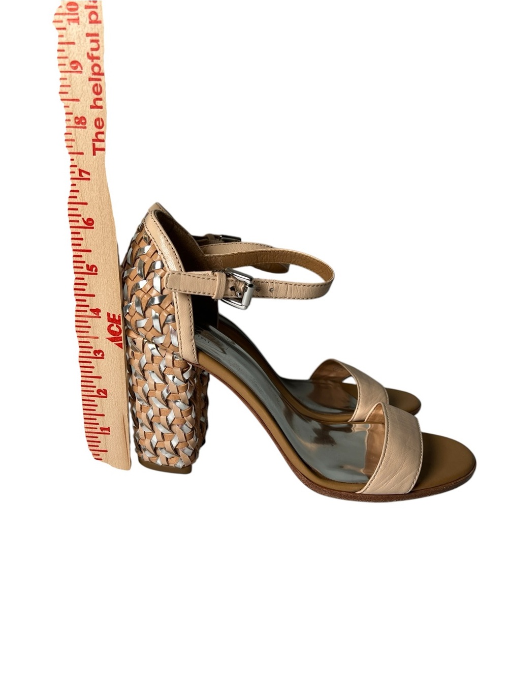 COACH TERRI Woven Leather High Heels Natural/Silver Size 8.5 - Picture 10 of 10